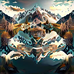 a beautiful landscape in symmetry