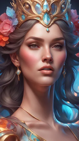 Beauty queen head and shoulders portrait, 8k resolution concept art portrait by Greg Rutkowski, Artgerm, WLOP, Alphonse Mucha dynamic lighting hyperdetailed intricately detailed Splash art trending on Artstation triadic colors Unreal Engine 5 volumetric lighting,