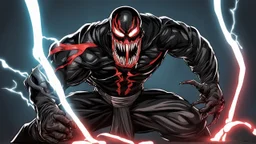 Cartoon venom sith with lightaaber