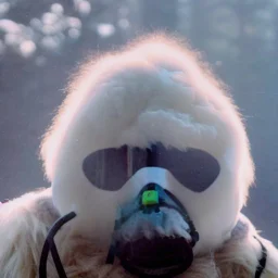 subject = (Yeti in a mask) background = (wildfires, mountains, fires, smoke, disaster)