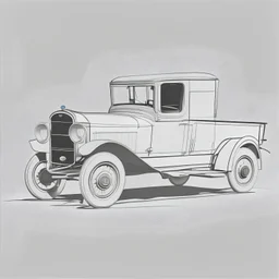 A simple, minimalistic line drawing of a Ford T model, white background.