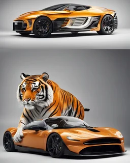 Combination of tiger and sports car