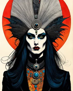 Jean- Giraud Moebius, Max Ernst, and Ravi Zupa, surrealistic Vogue style, ink oil fashion illustration, (full body, close up, shot:1.6), haute couture, goth vampire girl with highly defined hair and facial features, black mascara, broad brushstrokes, energetic, highly detailed, boldly inked, vivid natural color, ethereal, otherworldly