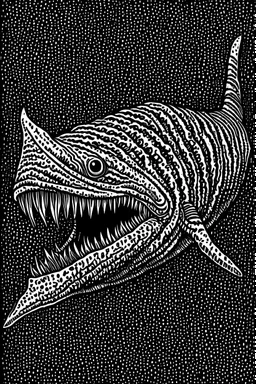 Moth / shark hybrid in the style of "Berserk" manga. B/w.