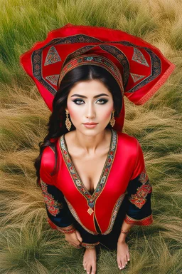 A full-body shot of an azeri girl