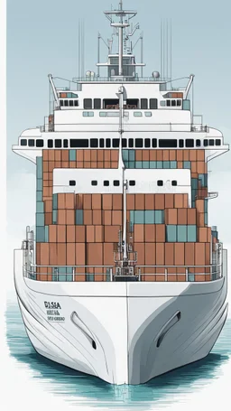 A drawing of a container ship that looks like a big beluga whale. View from side. With eyes. Digital art. Docker