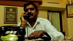 indian hotel keeper drools while drunk on the phone