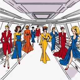 A fashion show aboard the Starship Enterprise.