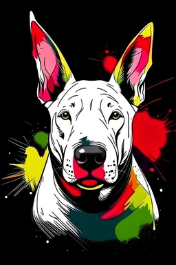 colorfull splash portrait of bull terrier illustration