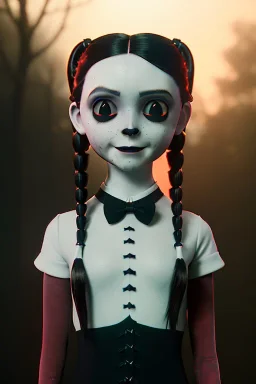 photo of a ultra realistic wednesday addams, dramatic light, pale sunrise, cinematic lighting, battered, low angle, trending on artstation, 4k, hyper realistic, focused, extreme details, unreal engine 5, cinematic, masterpiece, art by studio ghibli, intricate artwork by john william turner