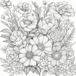 coloring book, a small arrangement of pretty flowers for Mother's Day