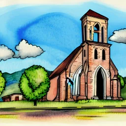 8 k, water color, cartoon, high definition, old church in ruins,