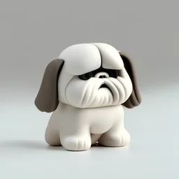 3d render simple minimal toy art kaws styles of a cute cartoon fat shih tzu barking, modern minimalist