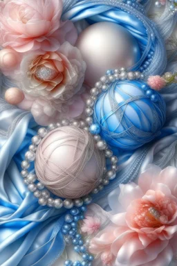 balls,gusts of wind,spiral, patterns ,silver pink blue, composition,flowers,pearls, silk,colored ribbons ,realistic,macro,delicate colors grace, transparent,aesthetically pleasing,hyper detailed,unusual,combination is extremely beautiful,drawing details ,magic,aesthetics, bright light, clarity,fantastically,,close-up, filigree,pastel,watercolor,detailed drawing..,hyperdetalization,surrealism,glitter,5d ,transparent details,futuristic,best quality.