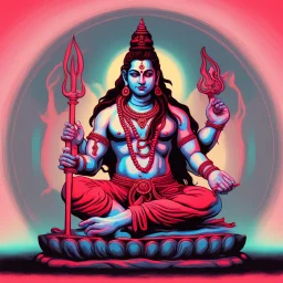 God shiva Demonic image in neon red color pallet