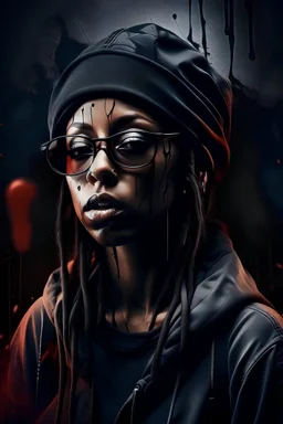 create abstract cover art for the german female rapper Z3rströr3rin des Mikrofons (destroyer of the mic) focus on the mic drop, make a modern version of the cover
