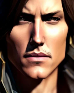 "matt mercer, beautiful eyes, full-scale head and shoulders portrait, 8k resolution concept art portrait by Greg Rutkowski, Artgerm, WLOP, Alphonse Mucha dynamic lighting hyperdetailed intricately detailed Splash art trending on Artstation triadic colors Unreal Engine 5 volumetric lighting Splash art fantasy