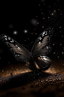 Luminous Light Brown butterfly and manure full of stars black