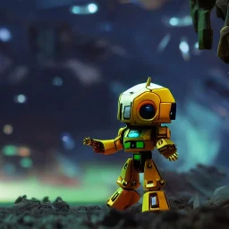 small mech in debris