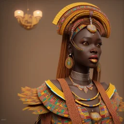 kente african bride model, full body, cinema 4d, octane render, high detail