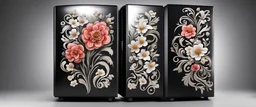 a best flower design for black color double door fridge