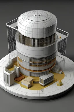 Model drawing of a nuclear reactor with al mechanics inside of the reacotr