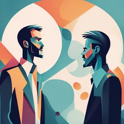 two men talking in Abstract style