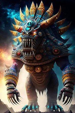 aztec hyperreal giant galactic monster god