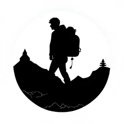 man hiking, icon, silhouette