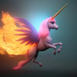 CM küre içinde fantastik unicorn ateşli kanatları olan