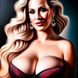 Ultra detailed fullbody Portrait in oil on canvas of fit beautiful mature realistic busty Paige Spiranac ,wearing 18th Century Corset,extremely detailed digital painting, extremely detailed face,crystal clear eyes, mystical colors ,perfectly centered image, perfect composition, rim light, beautiful lighting,masterpiece,8k, stunning scene, raytracing, anatomically correct, in the style of robert e howard and Wizyakuza and Ohrai Noriyoshi and Simon Bisley and uncannyknack