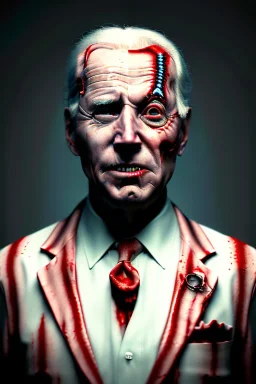 Ultra realistic image, joe biden zombie, zombie performance, skull, blood, torn arm, night, walking twisted, waist up view, thriller style, dark ambient, highly detailed, White House background, concept art, unreal engine 5, god rays, ray tracing, RTX, lumen lighting, ultra detail, volumetric lighting, 3d, finely drawn, high definition, high resolution.