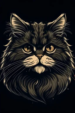 fluffy cat face t shirt design
