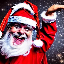 freaky Santa, laughing, flying, wings