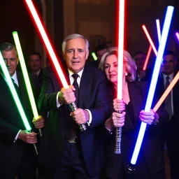 Politicians with light sabers.