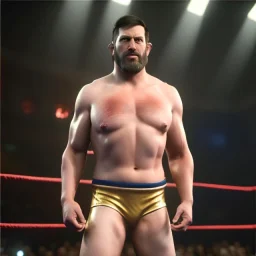 Realistic photo, Donald trump fighter wrestling, naked torso, color breeches, suspenders, retro style, 80s, hot ambient, photo studio, red, gold, vibrant color, gradient, highly detailed, art stations, concept art, smooth, unreal engine 5, god rays, ray tracing, RTX, lumen lighting, ultra detail, volumetric lighting, 3d, finely drawn, high definition, high resolution.