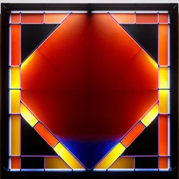 Hyper realistic piet mondrian stained glass window with lead caming, 4k, sunny day outside, reedglass, ambient glow