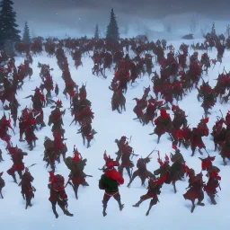 santa army fighting reindeer army