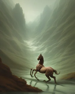 A centaur majestically galloping through the dense forest in the style of gustav dore, fantastical landscape, soft strokes , mythology portrait, classic painting