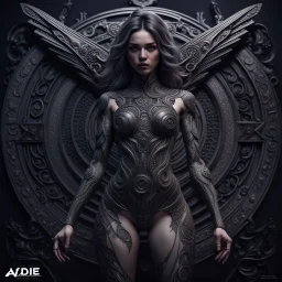 fhoto full body, reality, angle Raw, mistery, black magic, digital art, with logo text "addie", intricate details, powerful composition, captivating, , trending on artstation, sharp focus, studio photo, intricate details, highly detailed high tech, mid night, by addie_digi