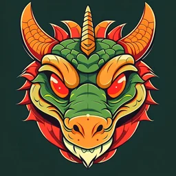 simple flat image dragon face color