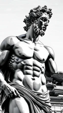 Prometheus Statue black and white