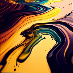 rainbow liquid painting pouring into a vinyl