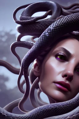 medusa, snake hair, concept art, smooth, extremely sharp detail, finely tuned detail, ultra high definition, 8 k, unreal engine 5, ultra sharp focus, fantasy, beautiful,