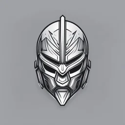 a minimal line art logo, a warrior with metal war face mask