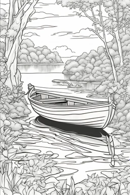 coloring page for kids, rowboat, thick outline, low details, no shading, no color