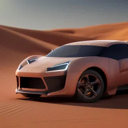 3d rendering. futuristic car. Buried in desert sand. Lost in Time