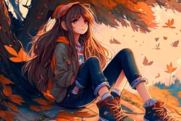 cute teen girl sitting on the ground feet art fullbody