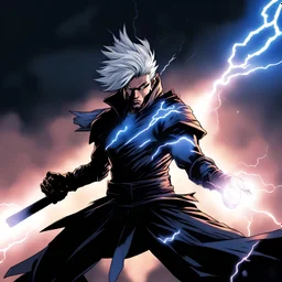 Lightning Cannon Eradicator Gongsun in dark comic contemporary art style