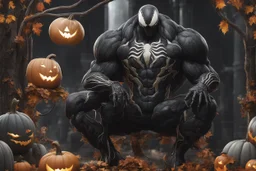 Venom pumpkin in nier automata artstyle, halloween them, winter, close picture, fantasy world, intricate details, highly detailed, high details, detailed portrait, masterpiece,ultra detailed, ultra quality